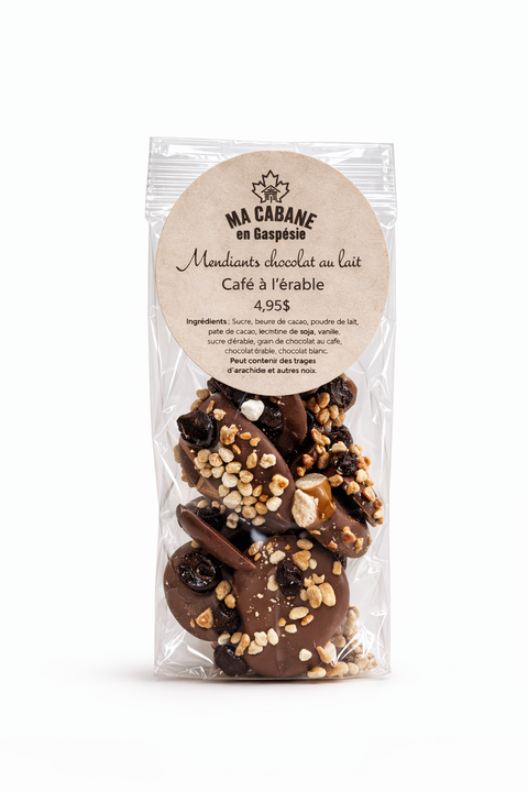 Mendiant chocolat au lait - Café à l'Érable